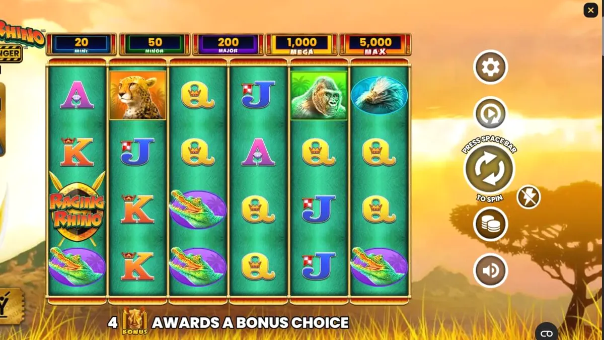 Raging Rhino Double Danger slot gameplay sa isang mobile device